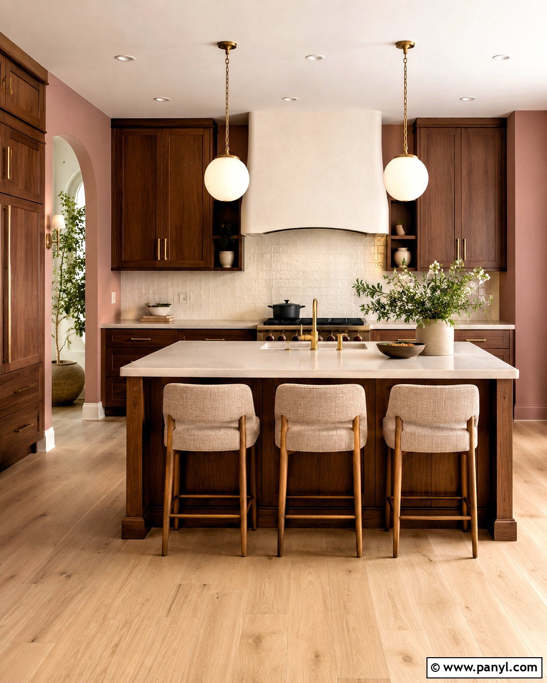 Brown Kitchen Cabinets With Dusty Rose - 20 brown kitchen cabinets color schemes