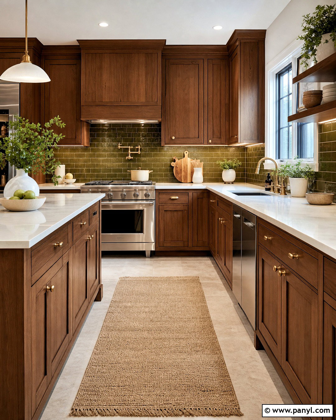 Brown Kitchen Cabinets With Green Backsplash - 20 green and brown kitchen ideas