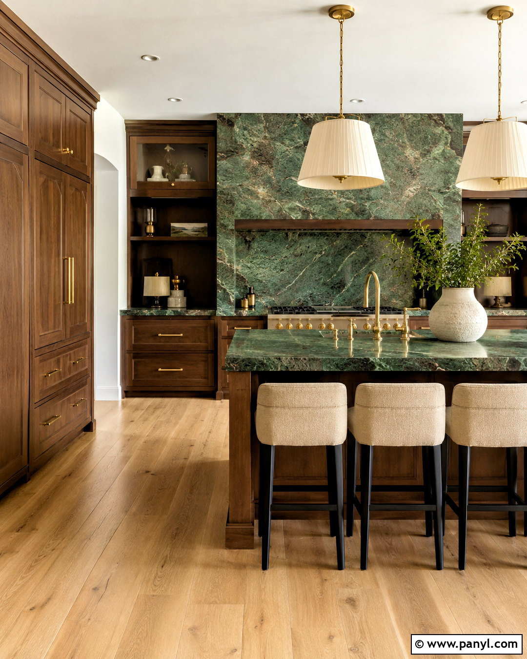 Brown Kitchen Cabinets With Green Marble - 20 brown kitchen cabinets color schemes