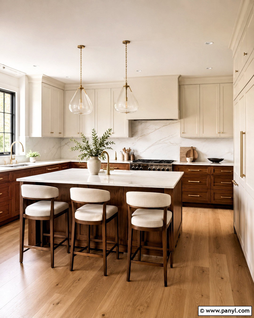 Brown Kitchen Cabinets With Off-White Cabinets - 20 brown kitchen cabinets color schemes