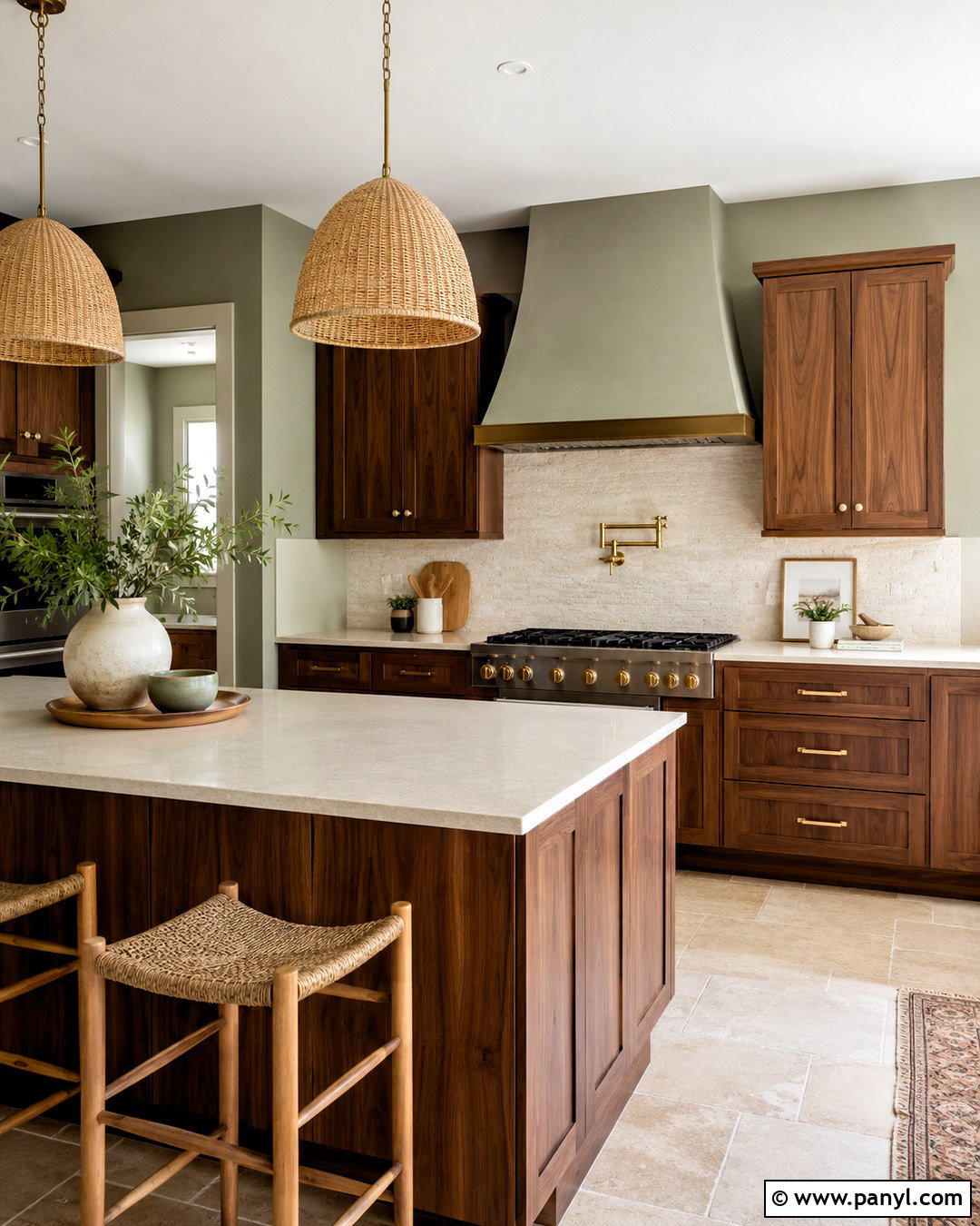 Brown Kitchen Cabinets With Sage Green - 20 brown kitchen cabinets color schemes