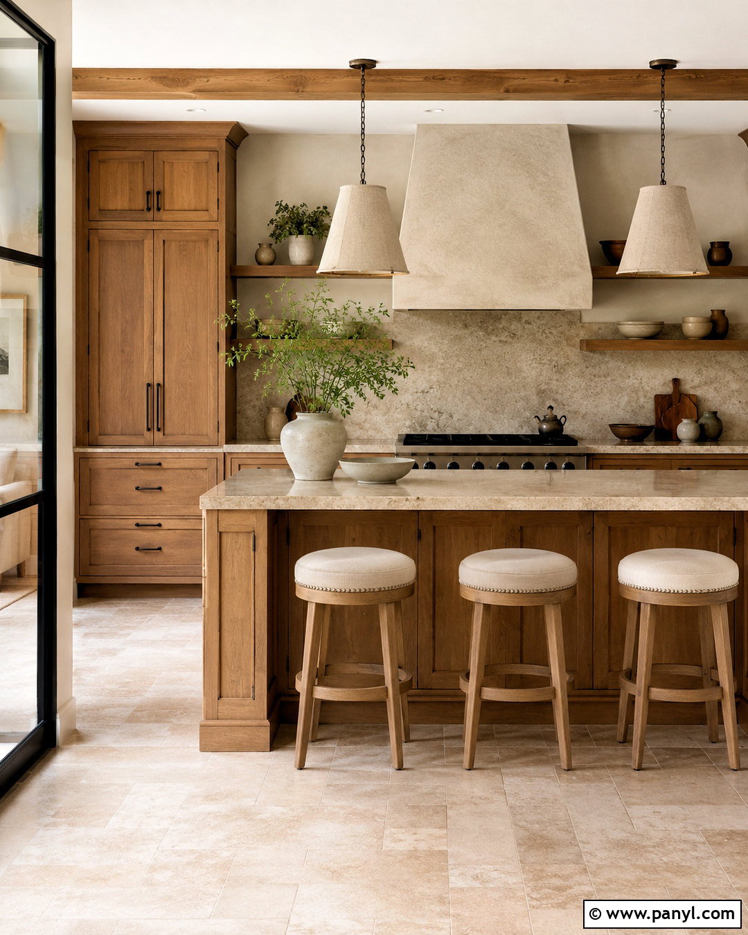 Brown Kitchen Cabinets With Taupe And Travertine - 20 brown kitchen cabinets color schemes
