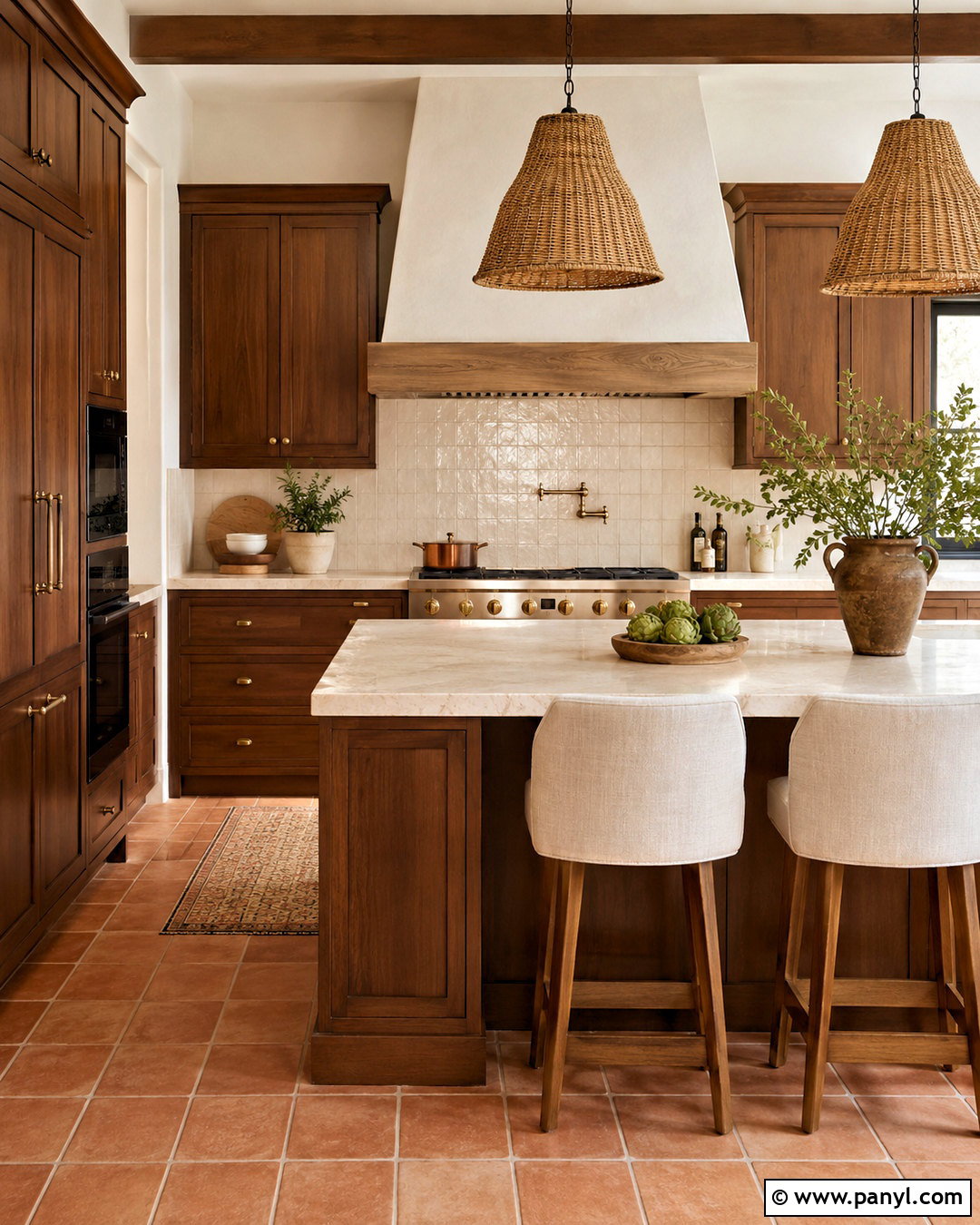 Brown Kitchen Cabinets With Terracotta - 20 brown kitchen cabinets color schemes