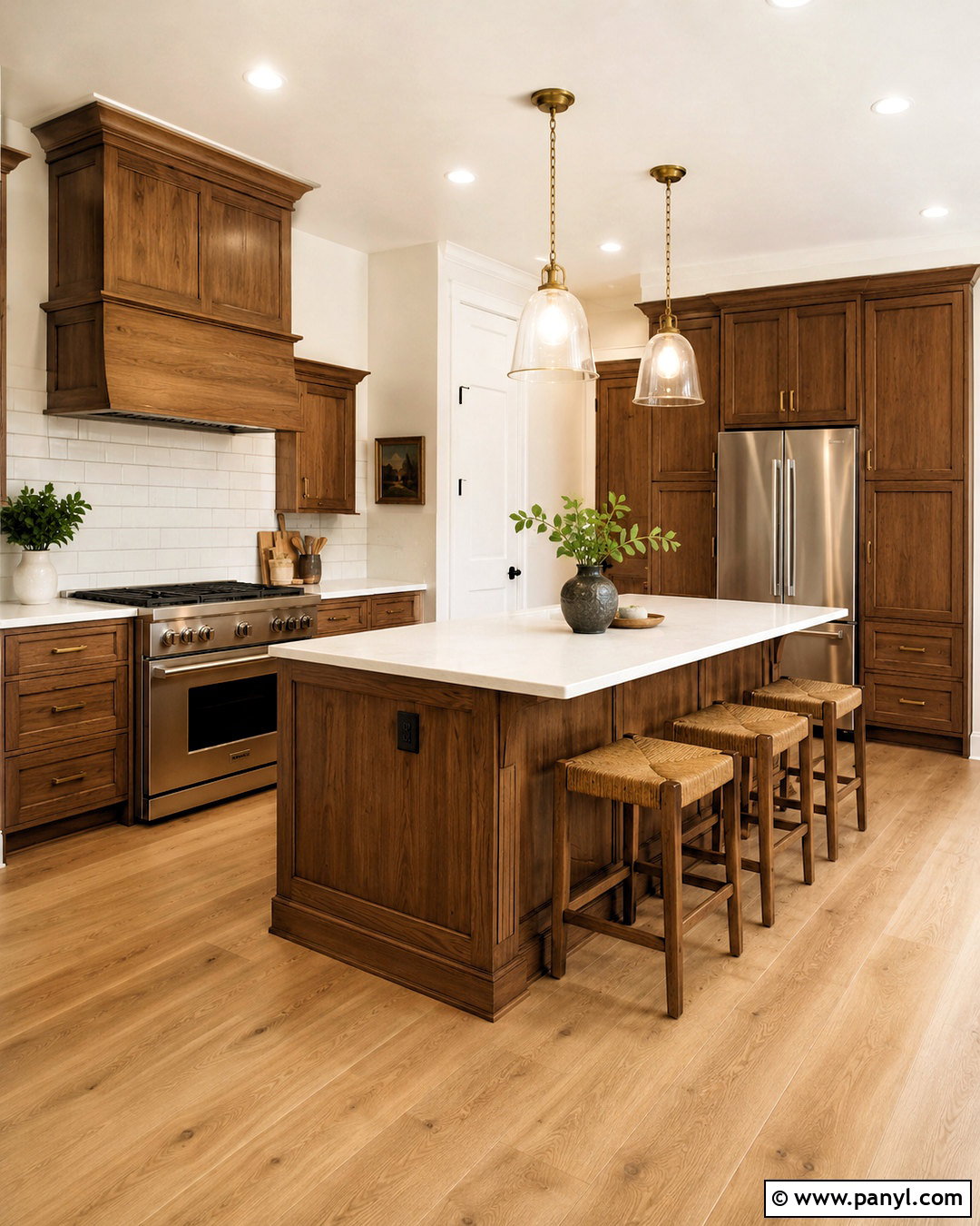 Brown Kitchen Cabinets With Warm White - 20 brown kitchen cabinets color schemes