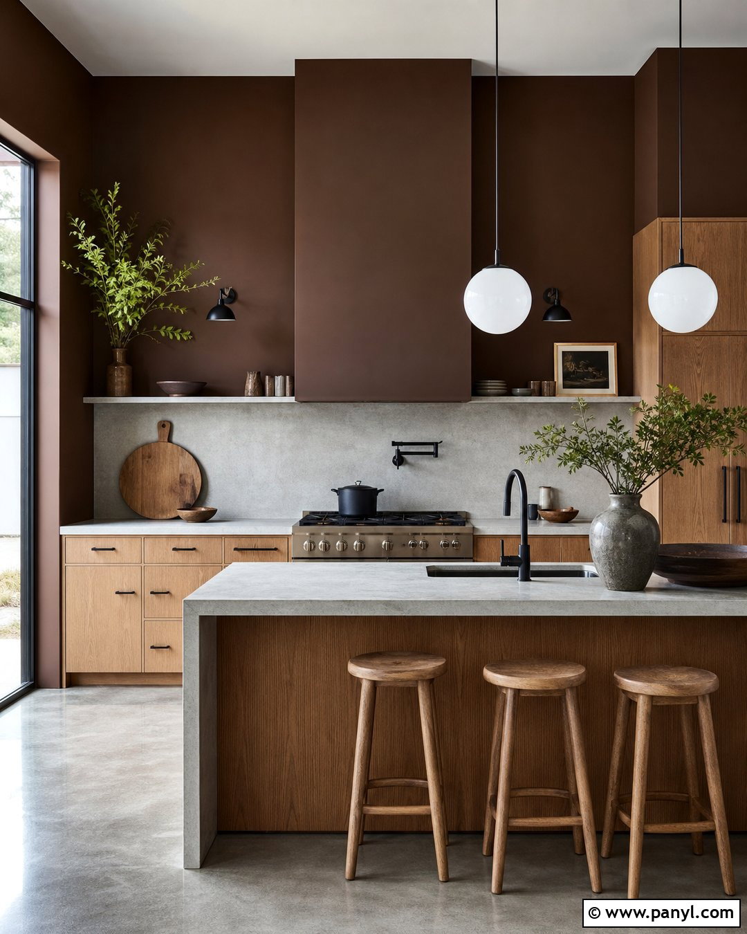 Brown Kitchen Walls With Concrete Countertops - 20 Modern Kitchen With Brown Walls