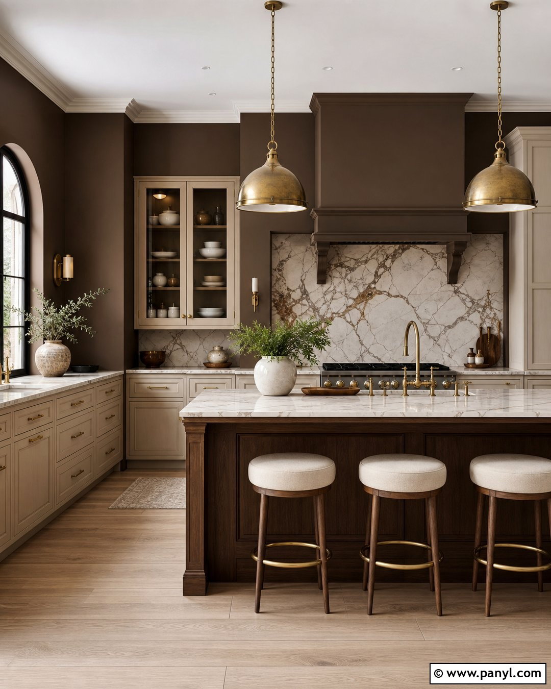Brown Kitchen Walls With Marble Backsplash - 35 Brown Kitchen Walls