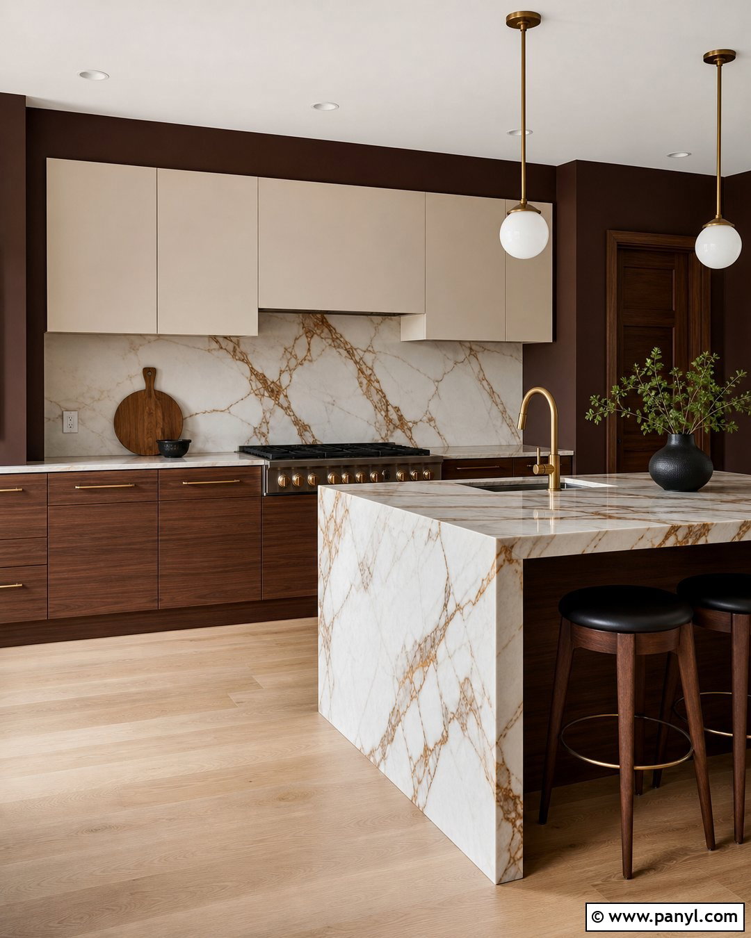 Brown Kitchen Walls With Marble Backsplash - 20 Modern Kitchen With Brown Walls