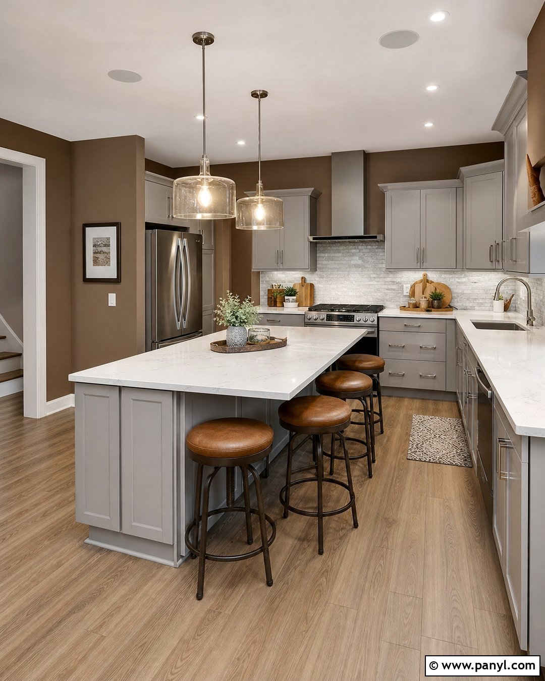 Brown Kitchen Walls With Stainless Steel Appliances - 20 Modern Kitchen With Brown Walls