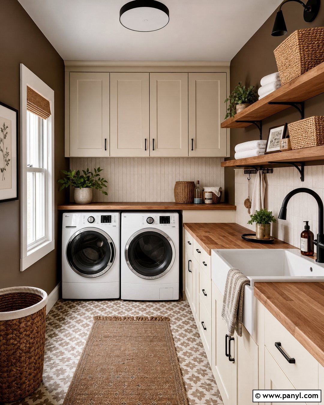 Brown Laundry Room - 35 Brown Wall Room Ideas
