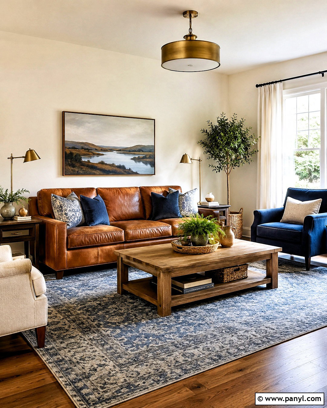 Brown Leather Couch With Blue Accents - 20 living room inspiration brown couch ideas