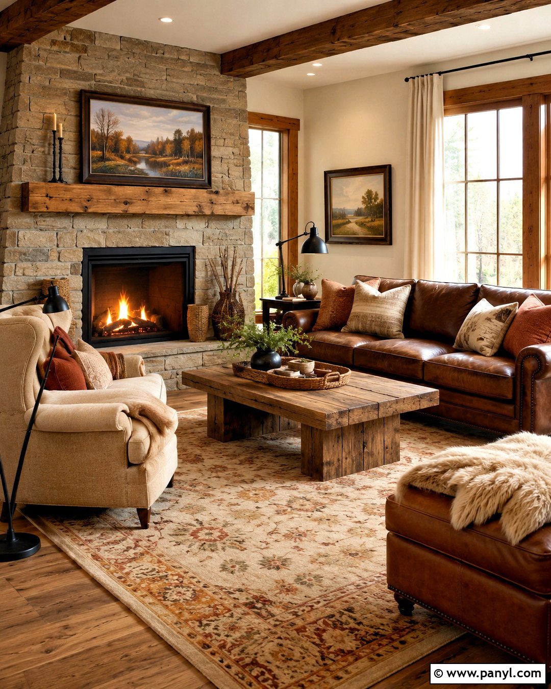 Brown Leather Couch With Rustic Decor - 20 living room designs with brown couches