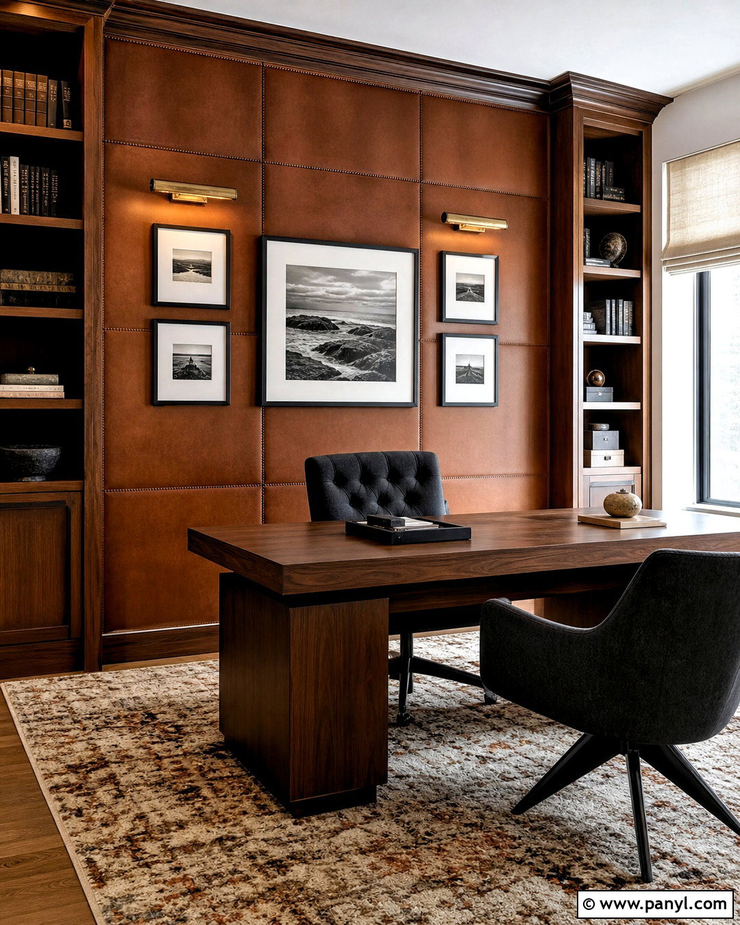 Brown Leather Panel Office - 20 brown wall texture ideas