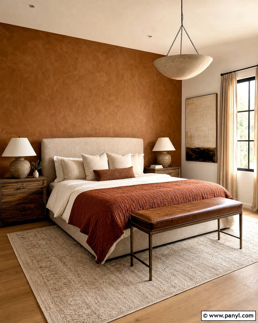 Brown Limewash Accent Wall - 20 brown accent wall bedroom ideas
