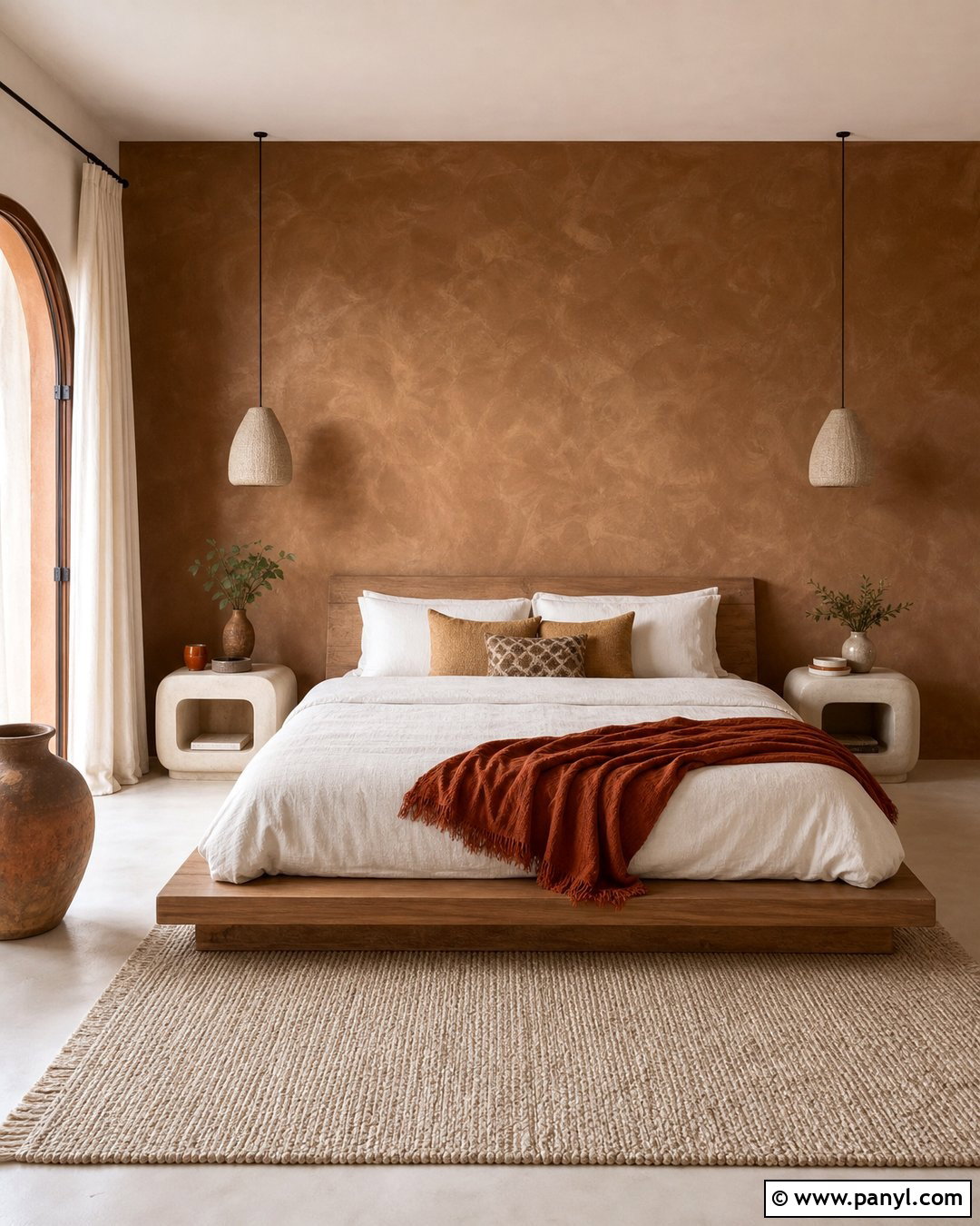 Brown Limewash Feature Wall - 35 Brown Feature Wall Ideas