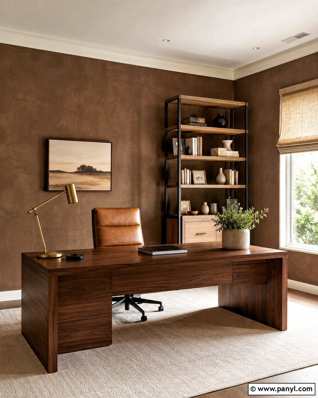 Brown Limewash Home Office - 20 brown limewash wall ideas