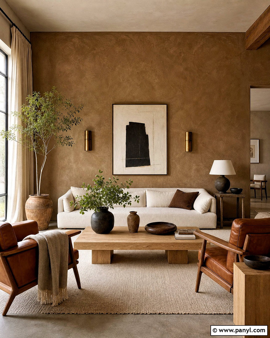 Brown Limewash Living Room - 20 brown wall texture ideas