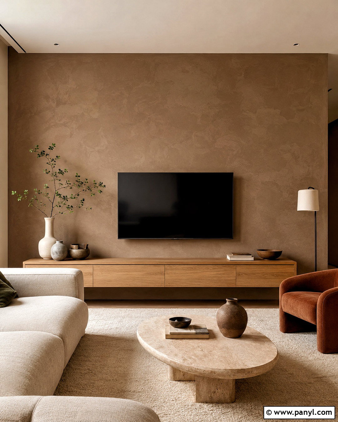 Brown Limewash TV Wall - 20 brown limewash wall ideas