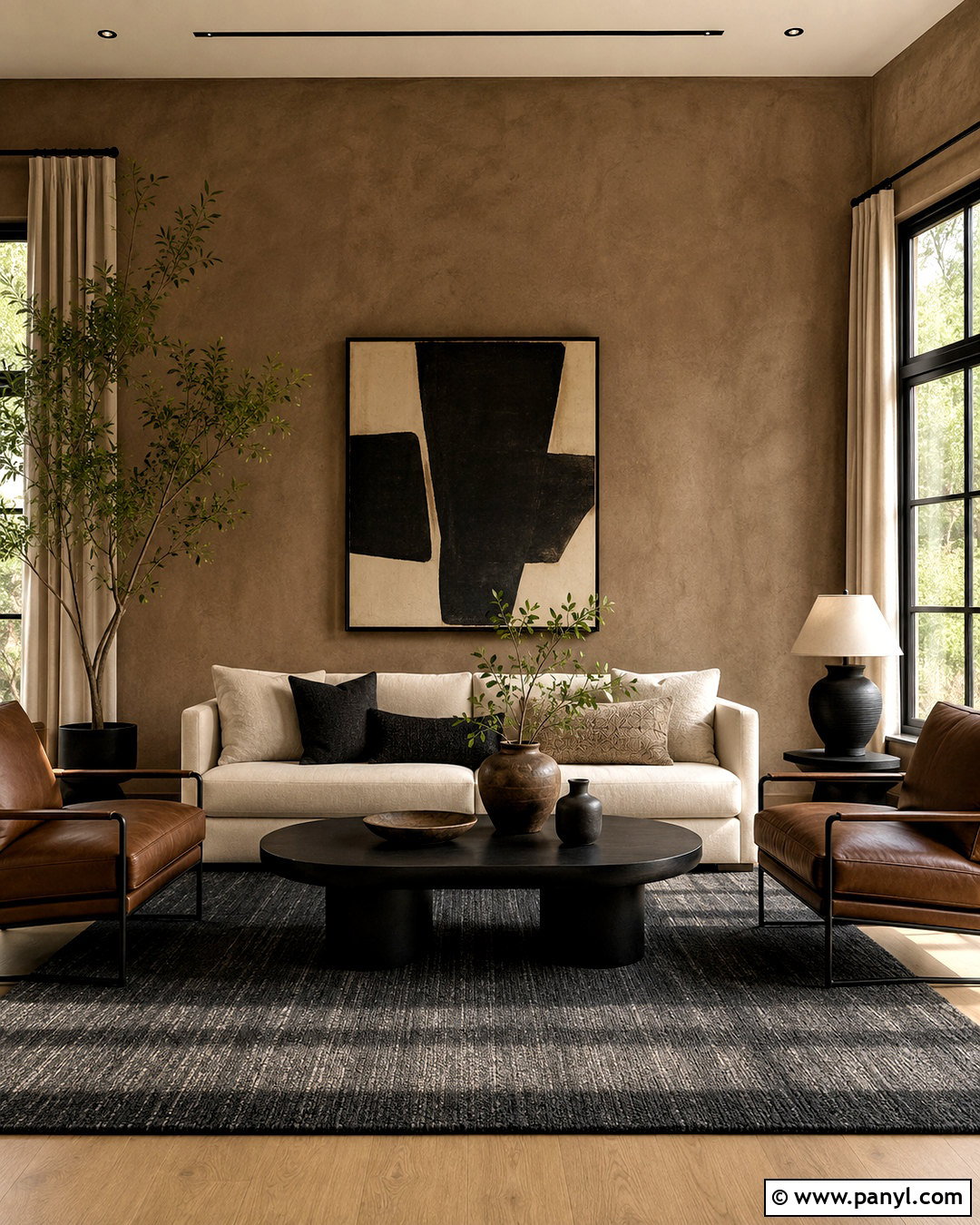Brown Limewash With Black Accents - 20 brown limewash wall ideas