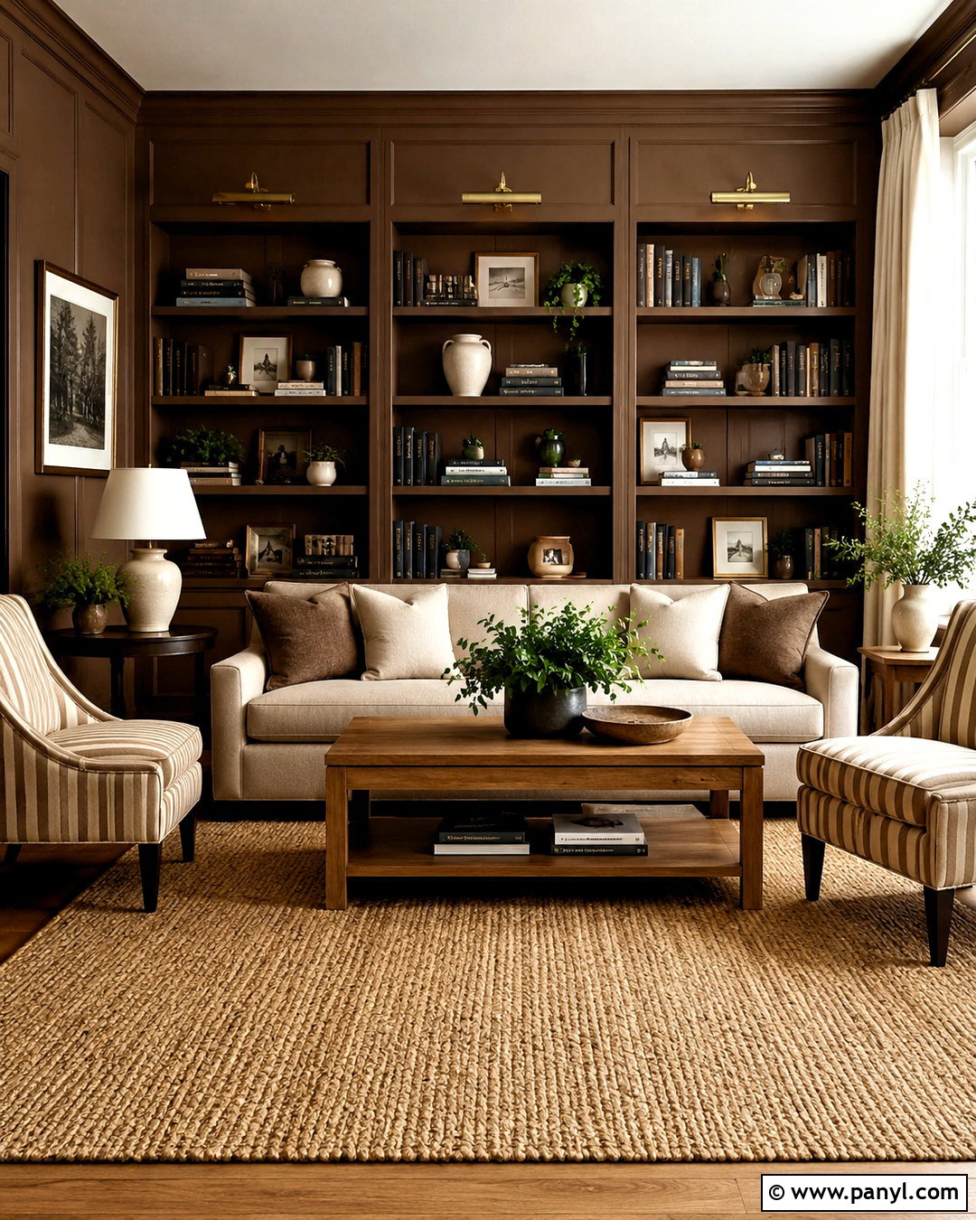 Brown Living Room Walls With Built In Shelves - 20 brown living room walls