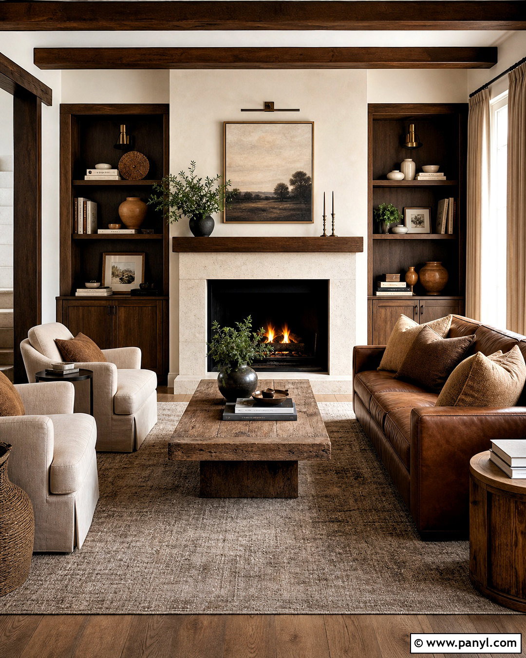 Brown Living Room With A Fireplace - 20 warm brown living room ideas
