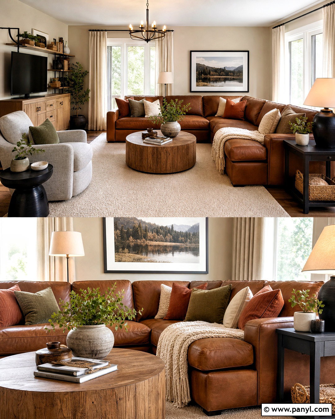Brown Living Room With A Sectional - 20 warm brown living room ideas