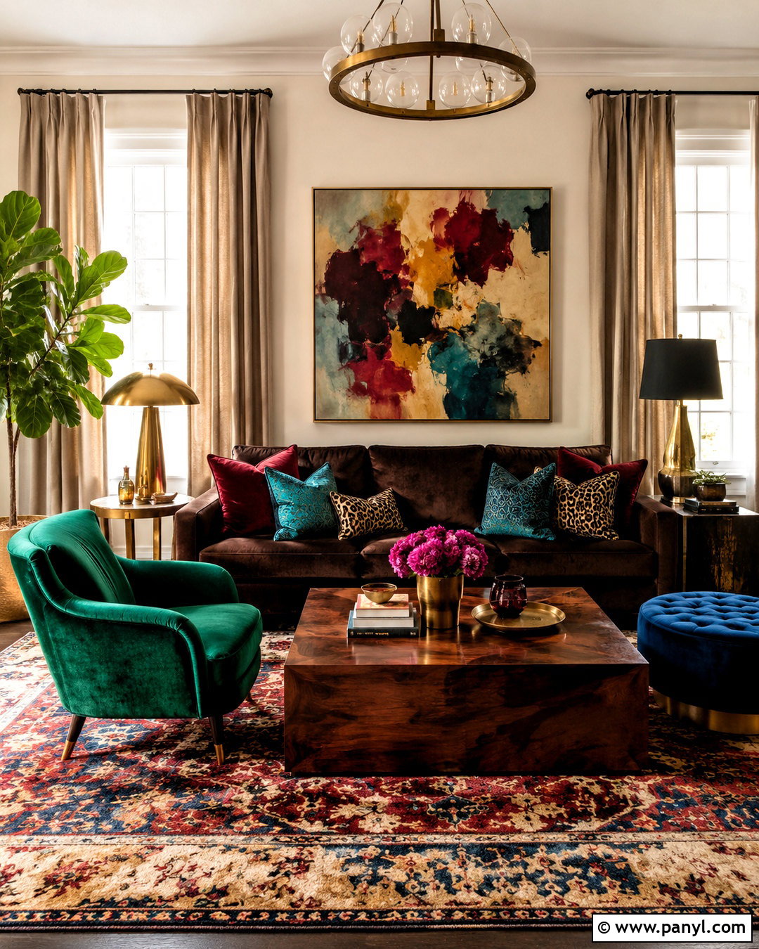 Brown Living Room With Jewel Tones - 20 brown interior design living room ideas