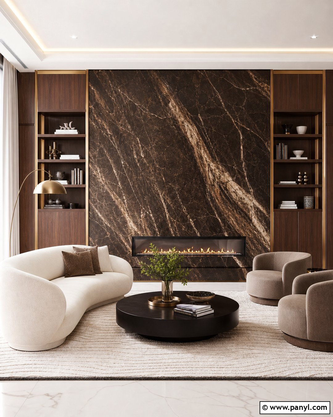 Brown Marble Feature Wall - 35 Brown Feature Wall Ideas