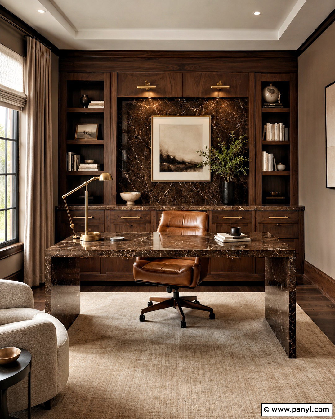 Brown Marble Home Office - 20 marble texture ideas