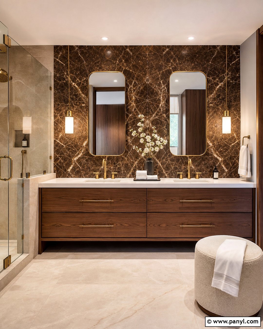 Brown Marble Wall Bathroom - 20 Brown Textured Wall Bathroom Ideas