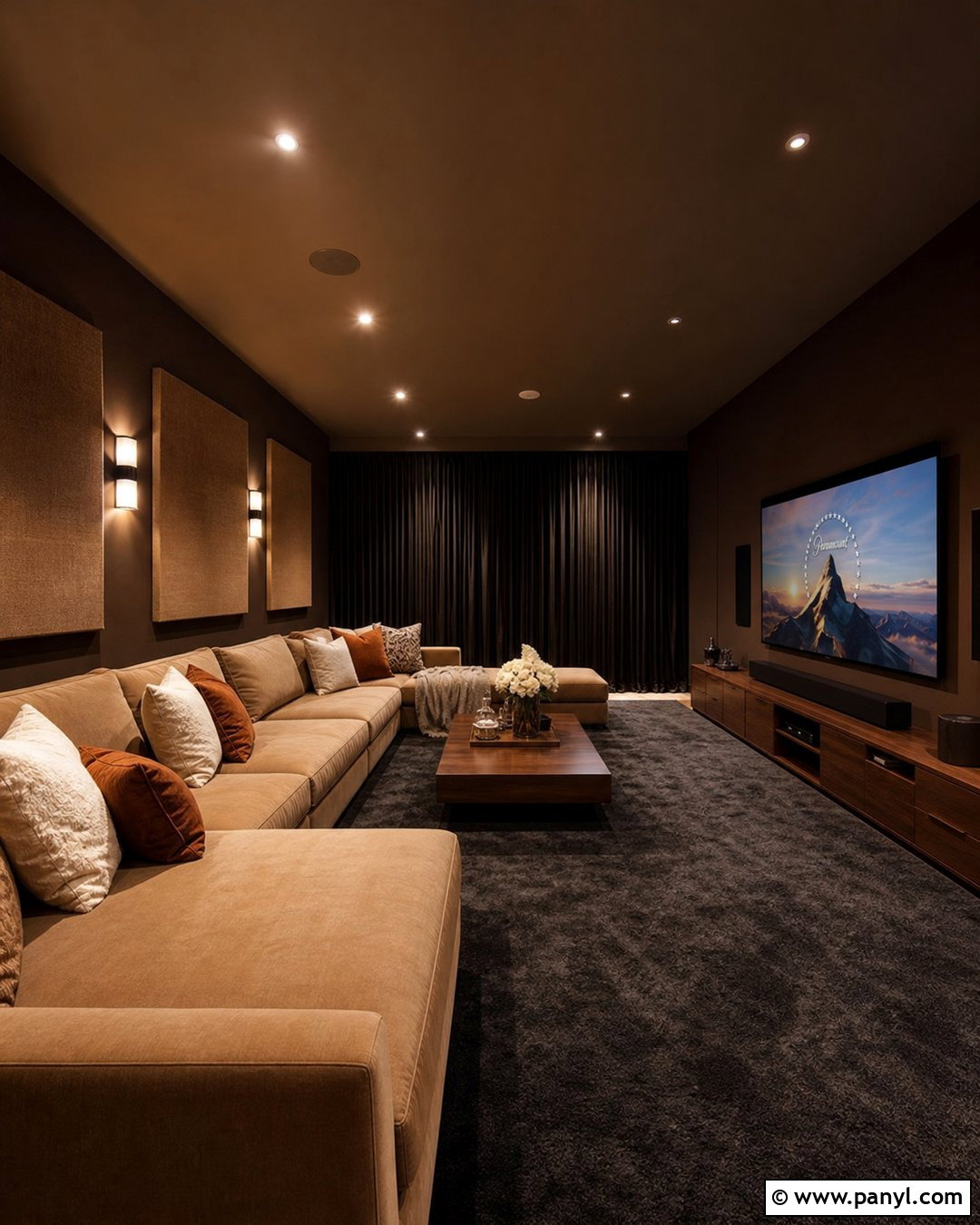 Brown Media Room - 35 Brown Wall Room Ideas