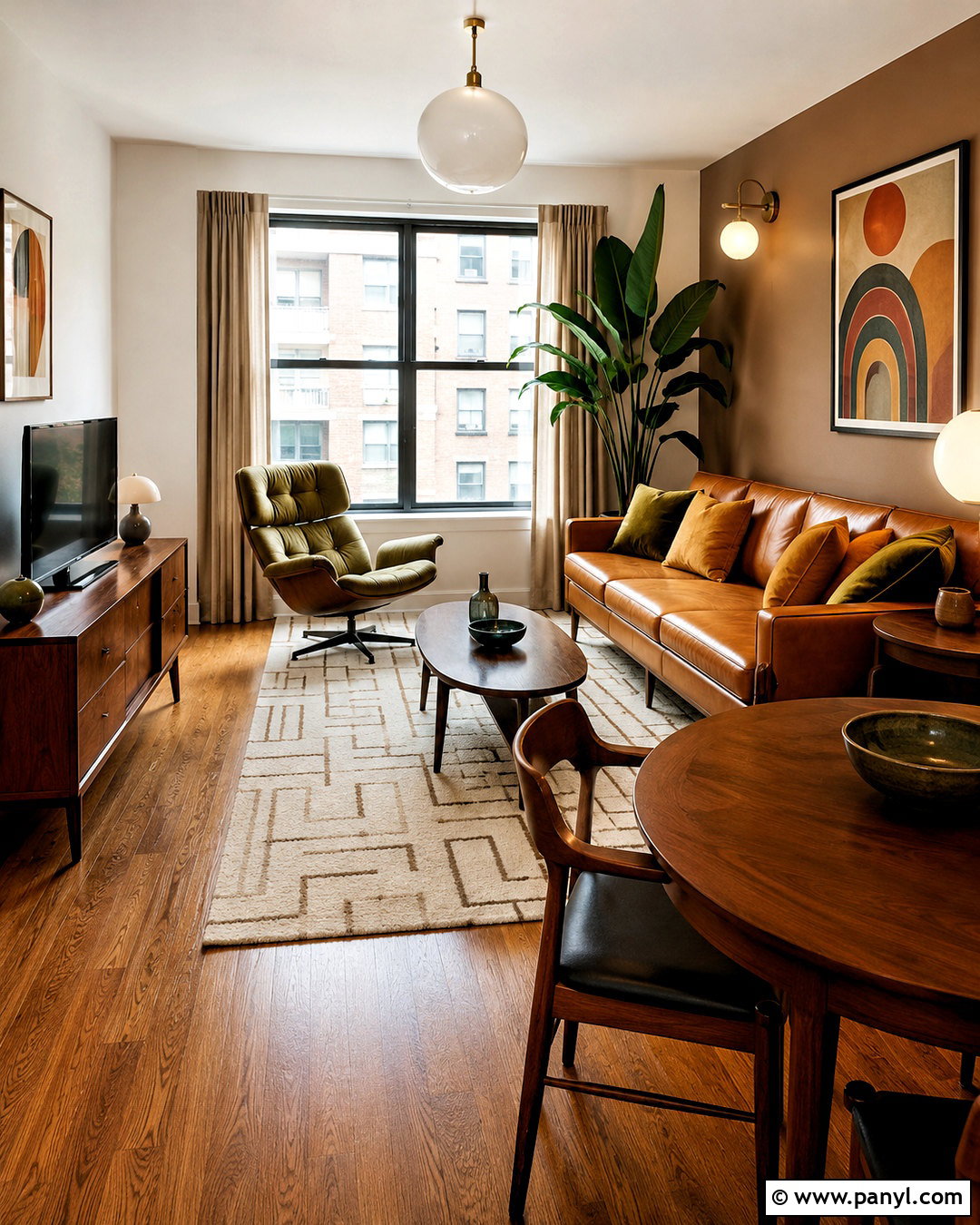 Brown Mid-Century Apartment - 20 brown apartment aesthetic ideas