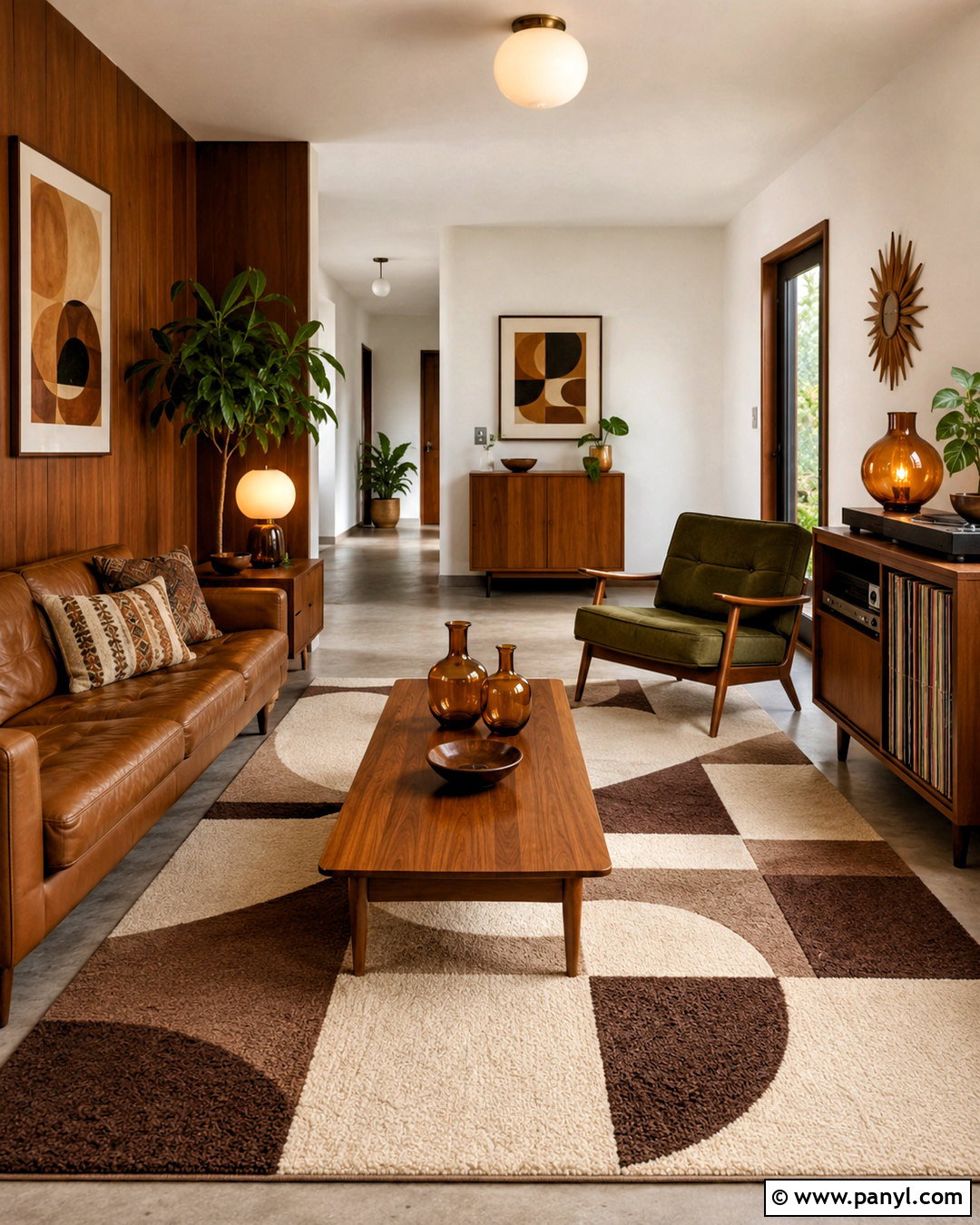 Brown Mid-Century Living Room - 20 brown aesthetic vintage ideas