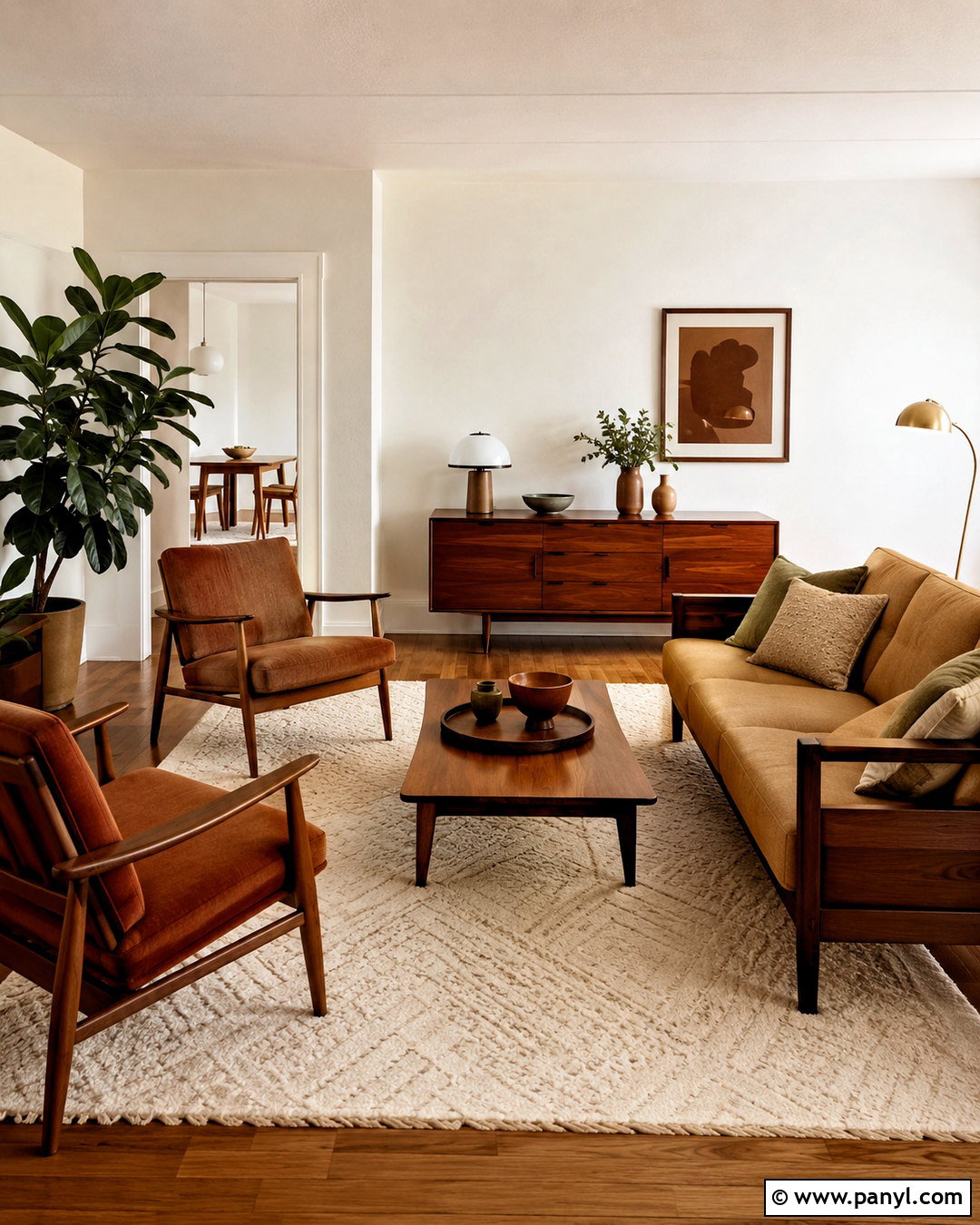 Brown Mid-Century Living Room - 20 brown aesthetic house ideas