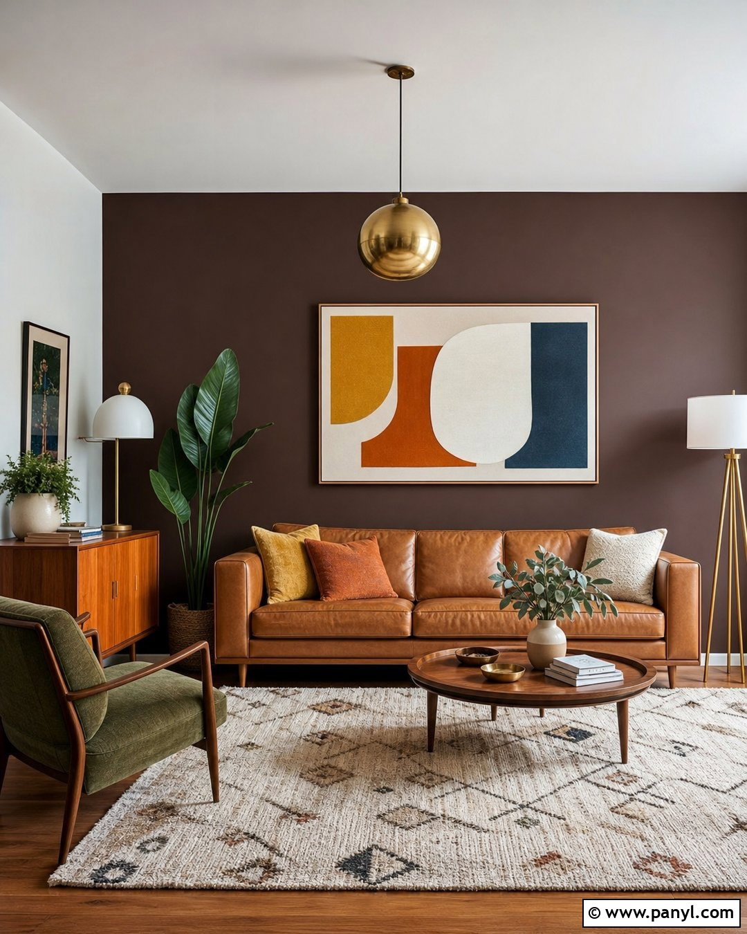Brown Midcentury Feature Wall - 35 Brown Feature Wall Ideas