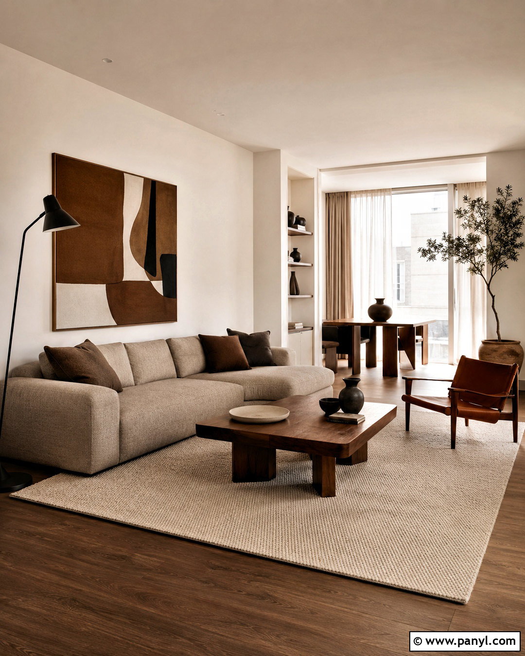 Brown Minimalist Living Room - 20 brown apartment aesthetic ideas