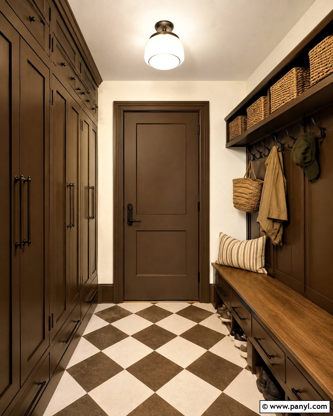 Brown Mudroom Storage - 20 brown home aesthetic ideas