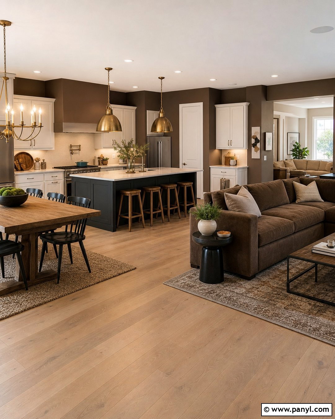 Brown Open Plan Kitchen Walls - 35 Brown Kitchen Walls