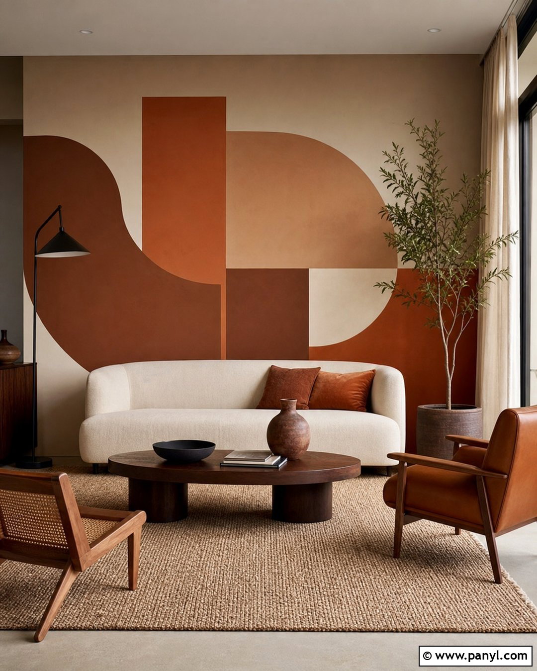 Brown Orange Geometric Wall - 20 Brown Orange Wall Color Ideas