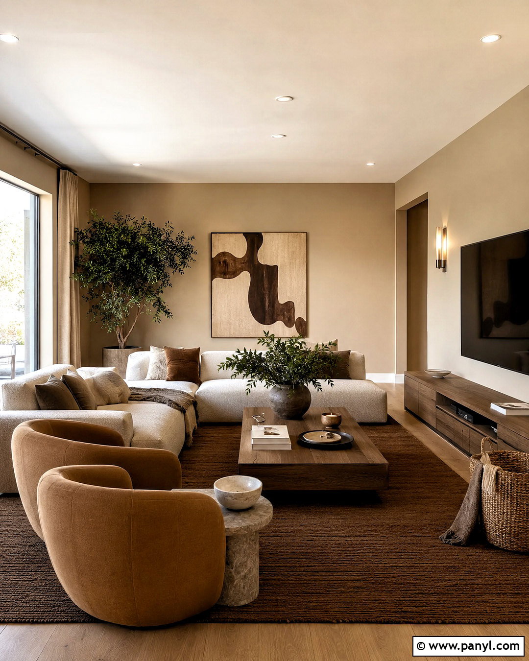 Brown Organic Modern Family Room - 20 brown home aesthetic ideas