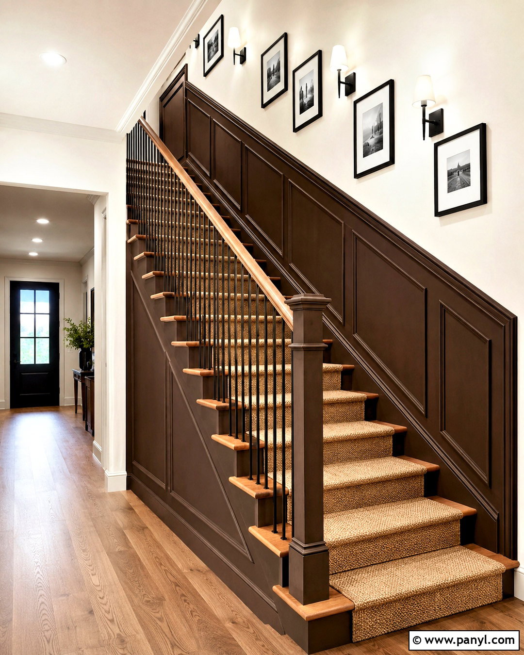 Brown Paneling Along A Staircase - 20 brown panelling ideas
