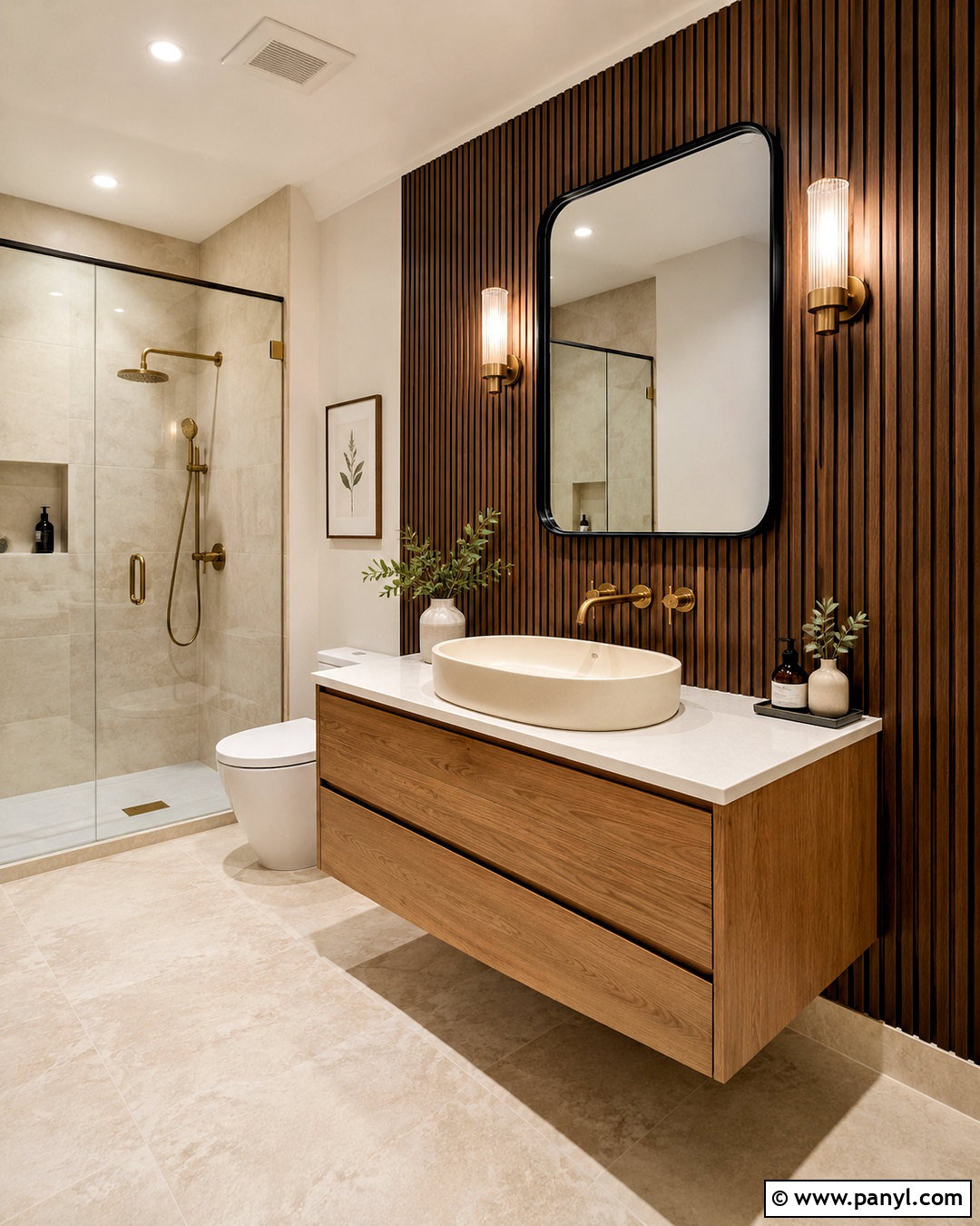 Brown Paneling In A Bathroom - 20 brown panelling ideas