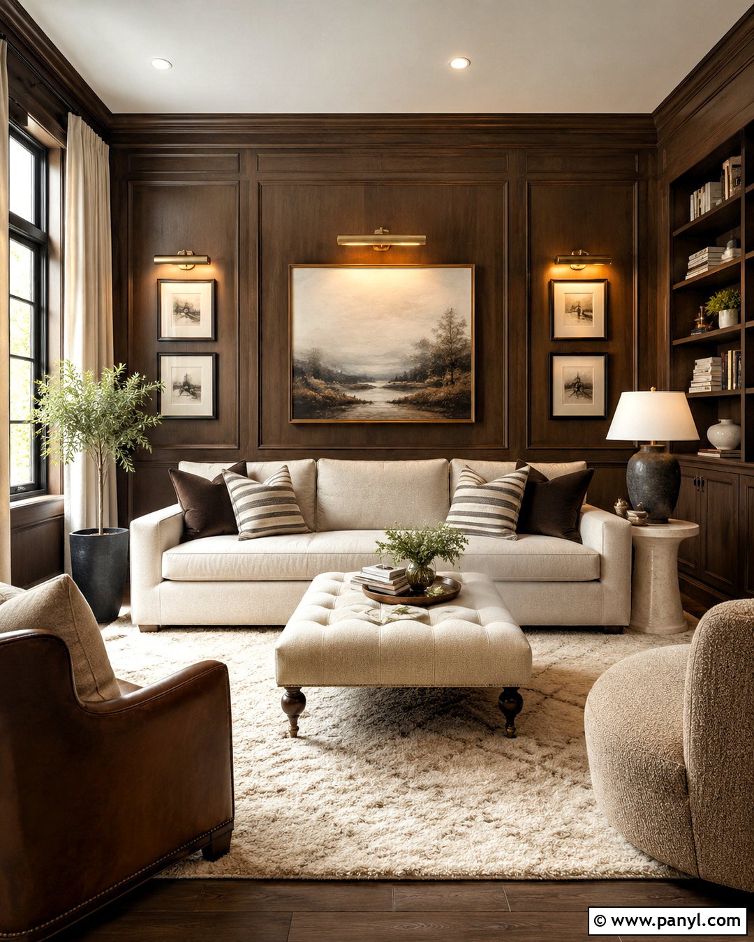 Brown Paneling With Cream Decor - 20 brown panelling ideas
