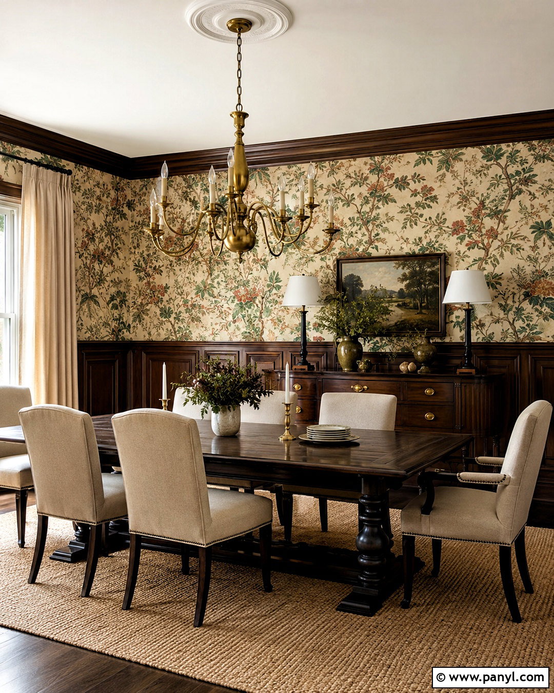 Brown Paneling With Patterned Wallpaper - 20 brown panelling ideas