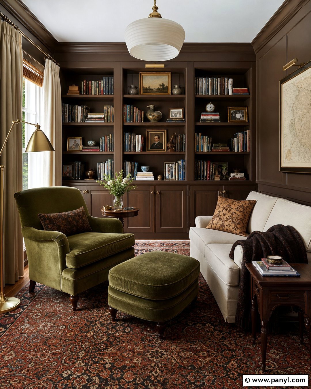 Brown Reading Room - 35 Brown Wall Room Ideas