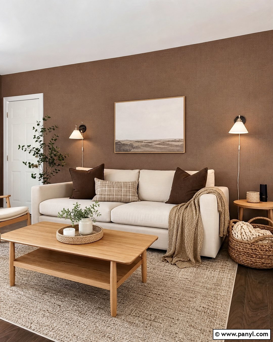 Brown Renter Friendly Feature Wall - 35 Brown Feature Wall Ideas