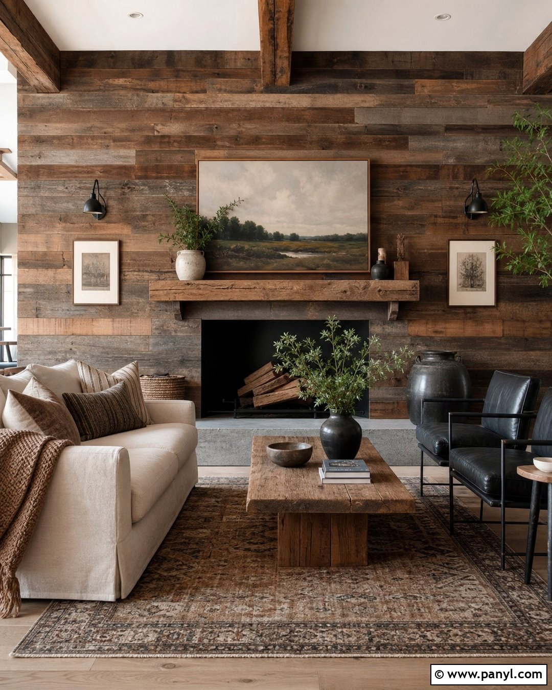 Brown Rustic Feature Wall - 35 Brown Feature Wall Ideas
