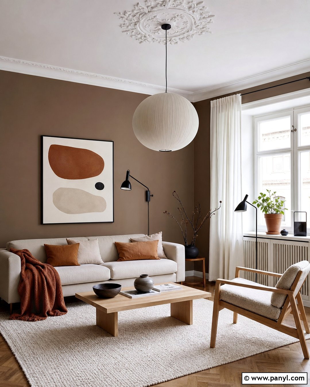 Brown Scandinavian Living Room Walls - 30 brown painted walls