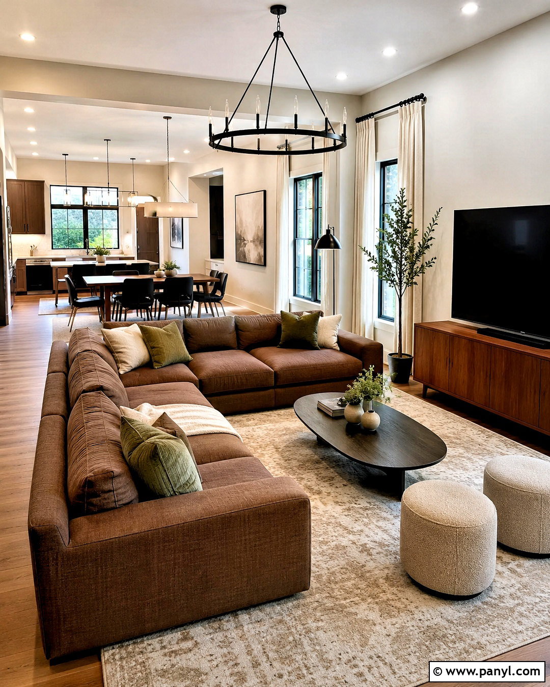 Brown Sectional In An Open Living Room - 20 living room inspiration brown couch ideas