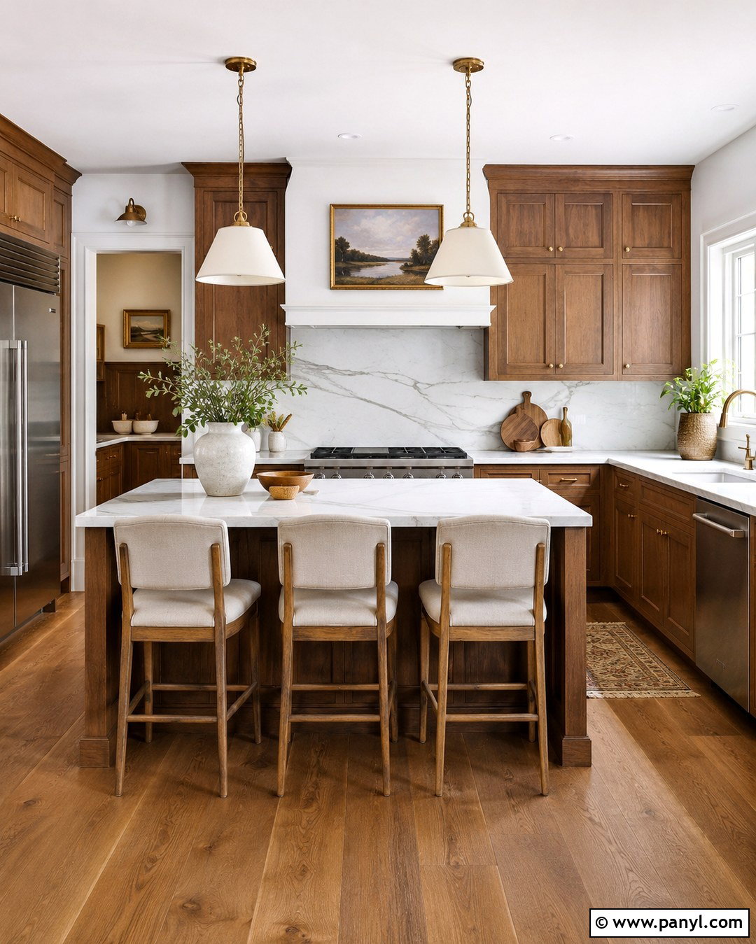 20 White Walls Brown Cabinets for a Warm Modern Kitchen