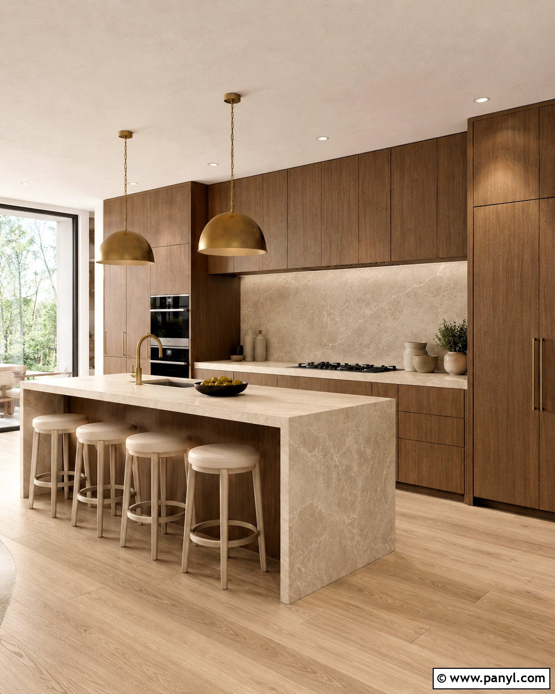 Brown Slab Cabinets With Beige Porcelain - 20 brown and beige kitchen ideas
